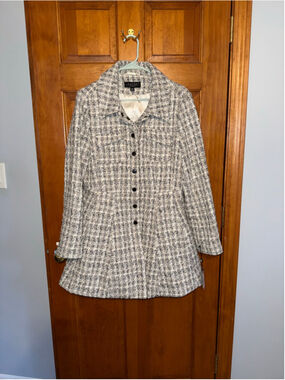 Women's Laundry by Shelli Segal Tweed Jacket, Size L, Black and White